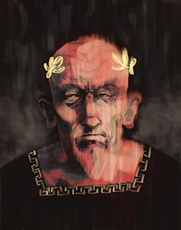 a painting of a man with horns on his head