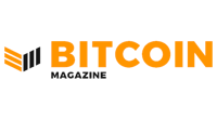 the bitcoin magazine logo on a black background