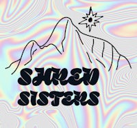 the logo for saren sisters with a mountain in the background