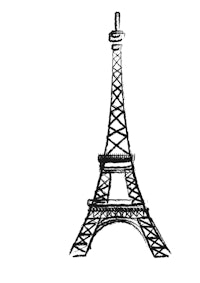 a black and white drawing of the eiffel tower