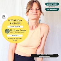 a flyer for a yoga class at the lumber tree