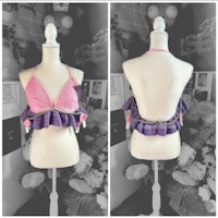 a mannequin wearing a pink and purple bikini