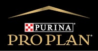 the purina pro plan logo on a black background