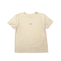 a white t - shirt with a red logo on it