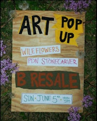 a sign that says art up willie flowers and stonecutter b resale