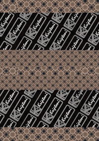 a black and brown pattern with a logo on it