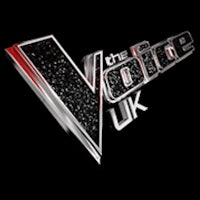 the voice uk logo on a black background