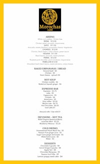 a menu for a restaurant with a yellow background