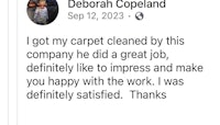 deborah coppland's review of the carpet cleaning company