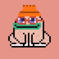 a pixelated image of a frog wearing glasses and a hat