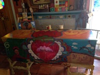 a table with a heart painted on it