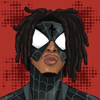 a black man with dreadlocks and a spider - man mask