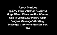a black background with the words about product ipv stick vibrator powerful huge hand toys for women