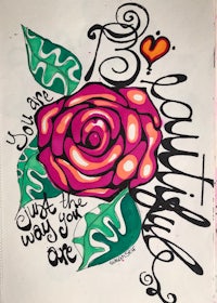 a drawing of a rose with the words be beautiful