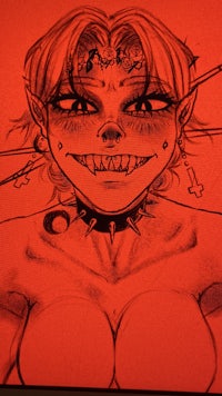 a drawing of a girl with spikes on her face