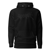 a black hoodie with graffiti on it