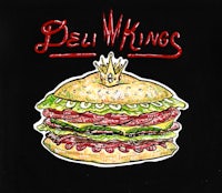 a drawing of a burger with the words del kings on it