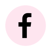 a pink circle with a black facebook logo