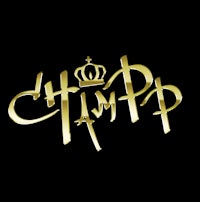 the word champp in gold on a black background