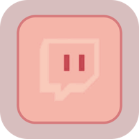 a pink square icon with a speech bubble on it