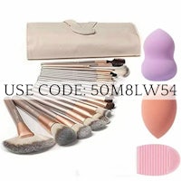 a set of makeup brushes and a bag