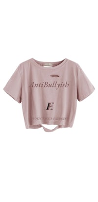 a cropped top with the word antibullyish on it