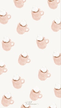 a pink and white coffee pattern on a white background