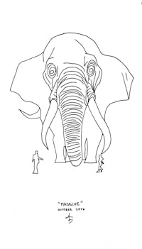 a drawing of an elephant with tusks