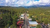 an aerial view of a small town in california