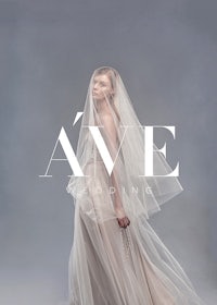 a woman in a wedding dress with the words ave wedding