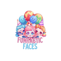 the logo for funastic faces on a black background