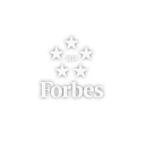 forbes logo with stars on a black background
