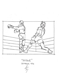a drawing of two boxers in a boxing ring