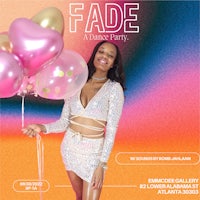 a woman holding balloons with the word fade on it