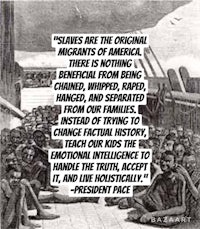 a black and white image with the quote slaves are the original immigrants of nothing american