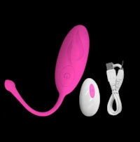 a pink sex toy with a cord attached to it