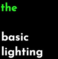 the basic lighting logo on a black background