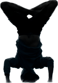 a silhouette of a person doing a handstand