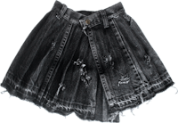 a black denim skirt with holes on it