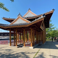 a chinese pagoda in a park