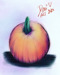 a drawing of a pumpkin with the word love written on it