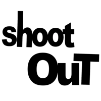 shoot out logo on a black background