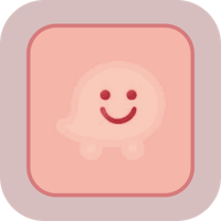 a pink square with a smiley face on it