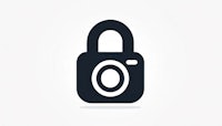 a camera icon with a padlock on a white background