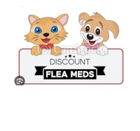 discount flea meds sign with two cats and a dog