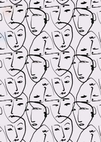 a black and white pattern of people's faces