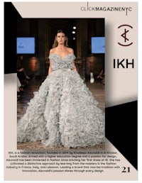the cover of the magazine ikh, featuring an image of a woman in a grey gown