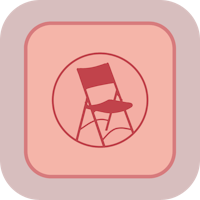 a folding chair icon on a pink square