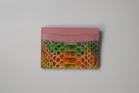 a colorful card holder with a python skin pattern