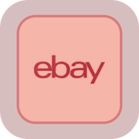 the ebay logo on a pink background